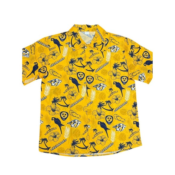 Nashville Predators Jimmy Buffet Margaritaville Button Up Shirt Mens Med Hockey - Picture 1 of 6